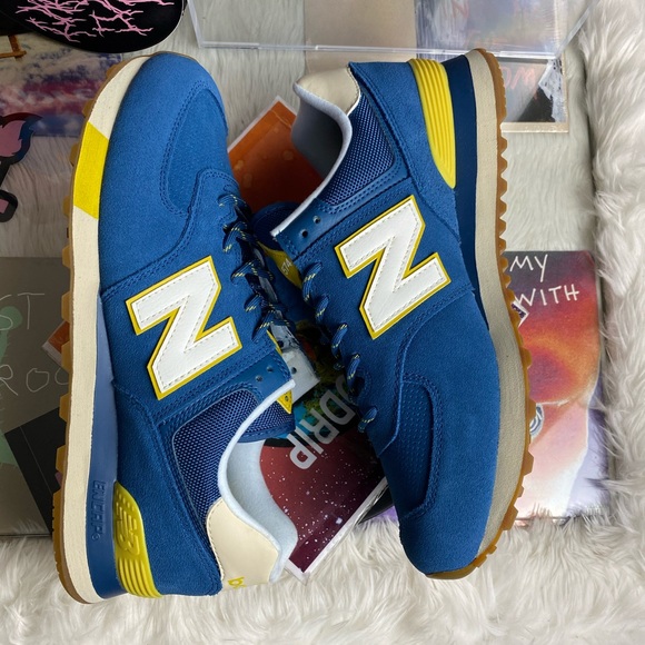 🆕 - New Balance 574 Yellow/Navy - Mens Many Sizes - Picture 7 of 12